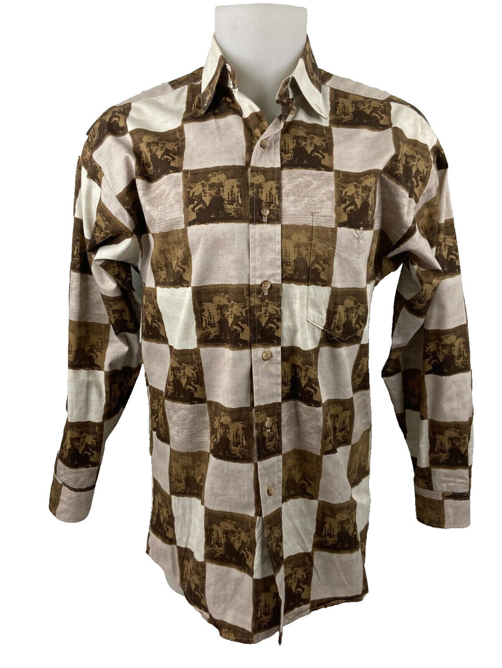 Panhandle Slim Men Small Long Sleeve Shirt Rodeo Cowboy Print Western